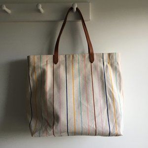Madewell Canvas Rainbow Pinstripe Transport Tote